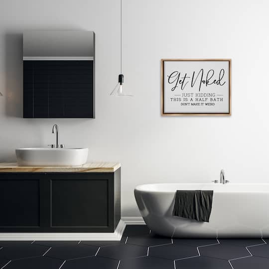 Stupell Industries Get Naked Funny Bathroom Floater Framed Art